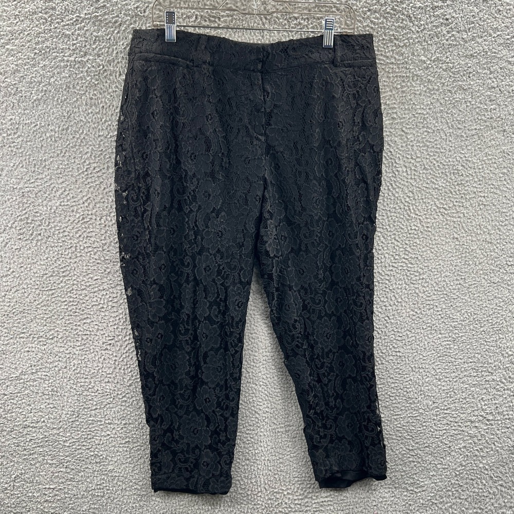 Womens Lace Cropped Pants 16 Slim Romantic Cocktail Party Dressy Evening Formal - Picture 1 of 10